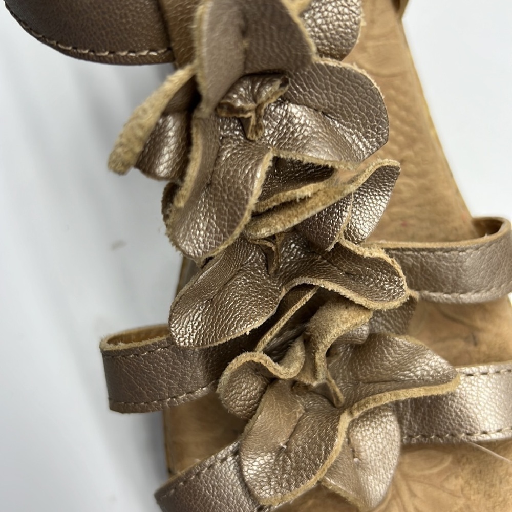 b.o.c Gold Metallic Leather Sandals with Cork Wedge Heel size 7 - Picture 10 of 10